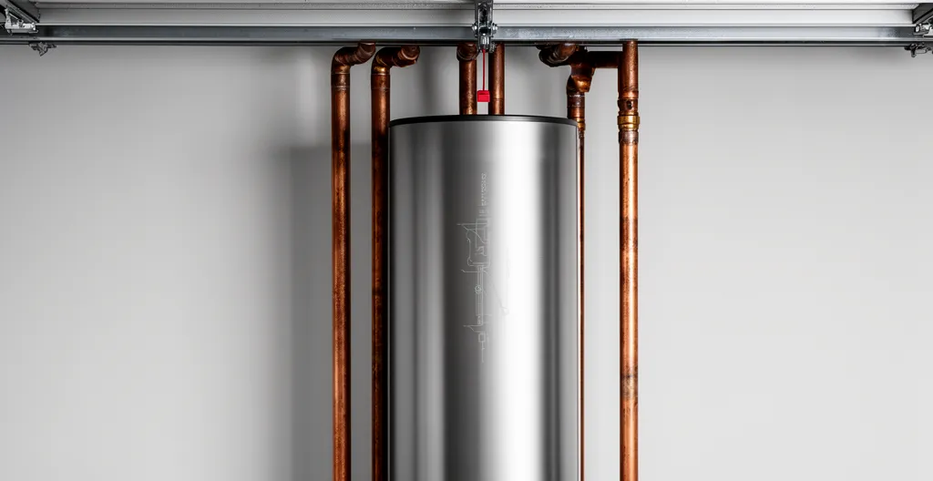 Installation moderne d'un chauffe-eau thermodynamique connecté à des panneaux solaires dans une maison intelligente