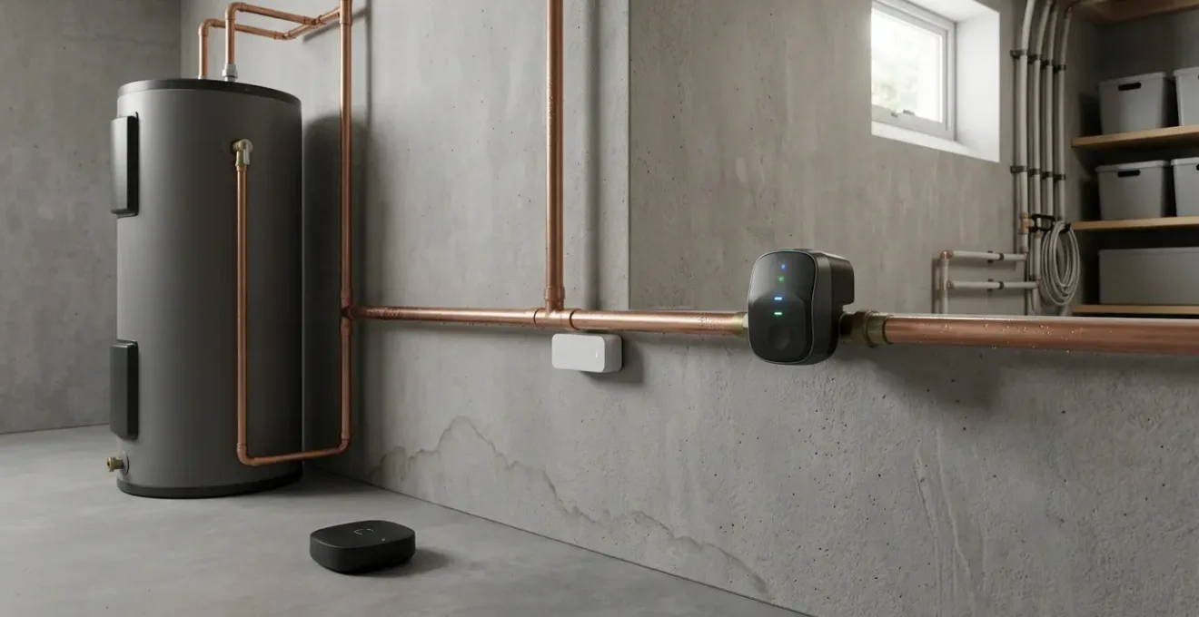 Capteurs de fuite d'eau et système de coupure automatique dans une maison moderne