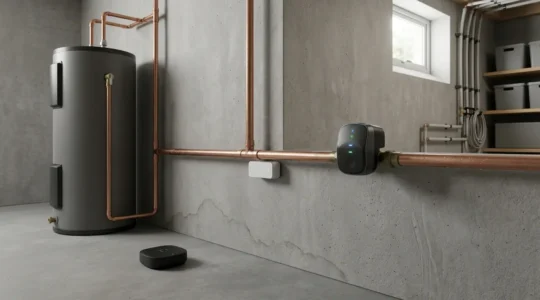 Capteurs de fuite d'eau et système de coupure automatique dans une maison moderne