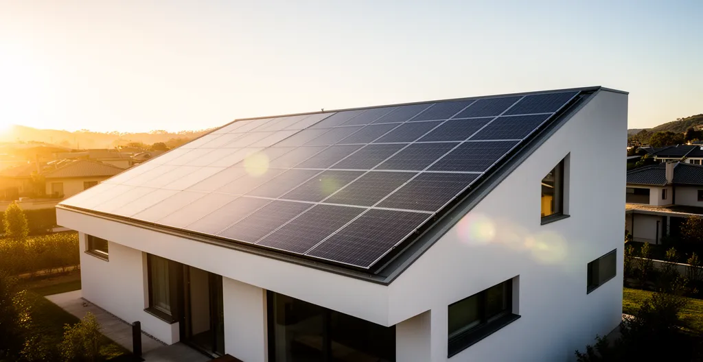 Installation photovoltaïque moderne sur toiture résidentielle avec optimisation énergétique