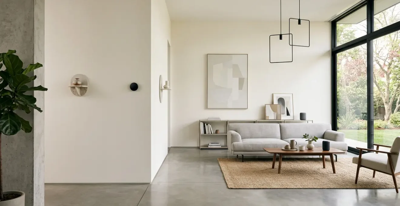 Écosystème domotique unifié illustrant l'interopérabilité du protocole Matter dans une maison moderne