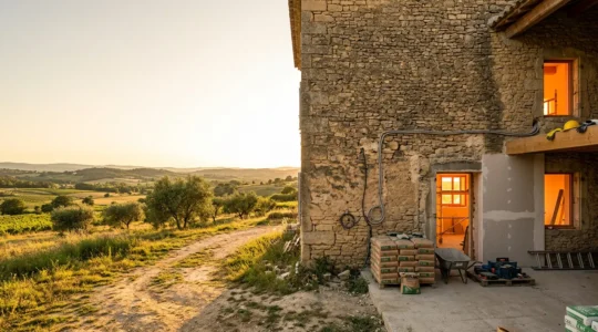 Maison en rénovation intégrant discrètement la domotique dans ses murs