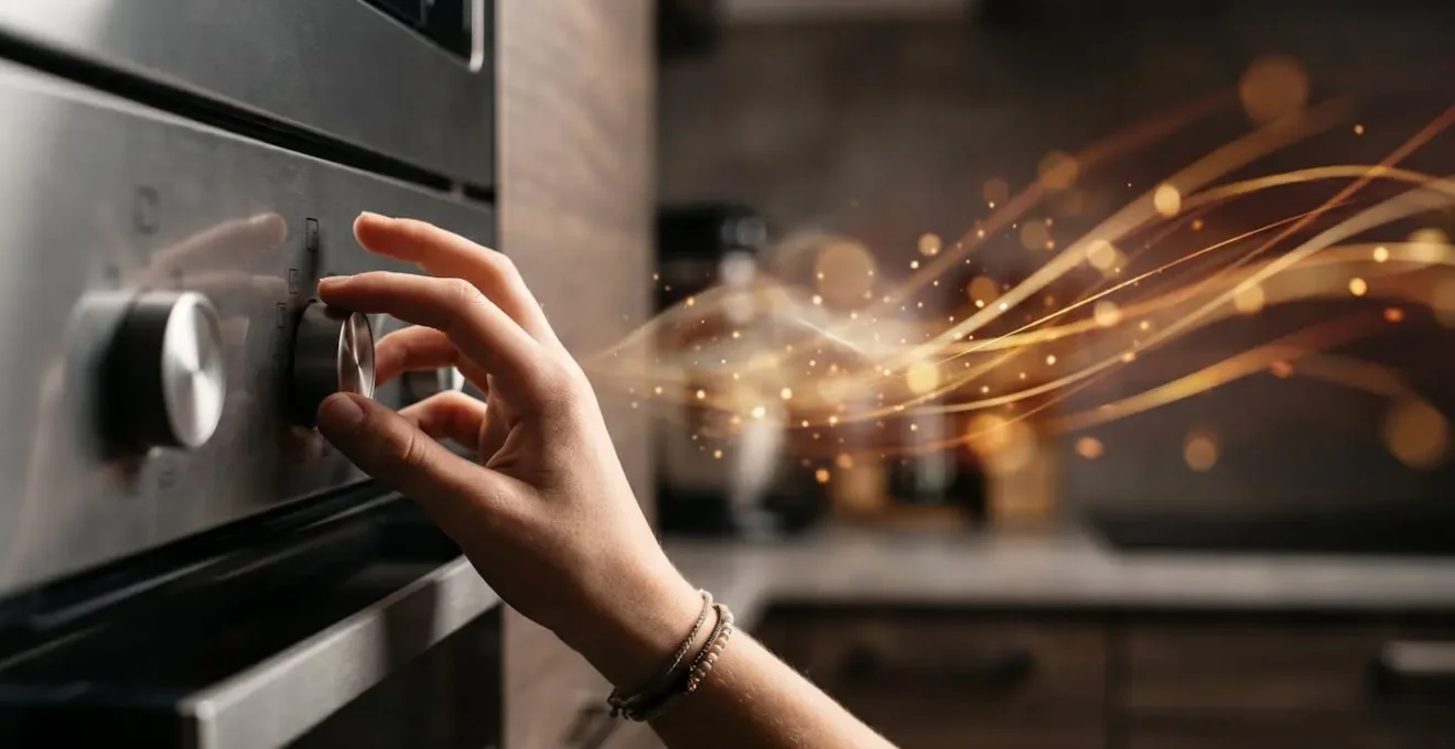 Un adolescent observant avec surprise la consommation électrique instantanée dans une cuisine
