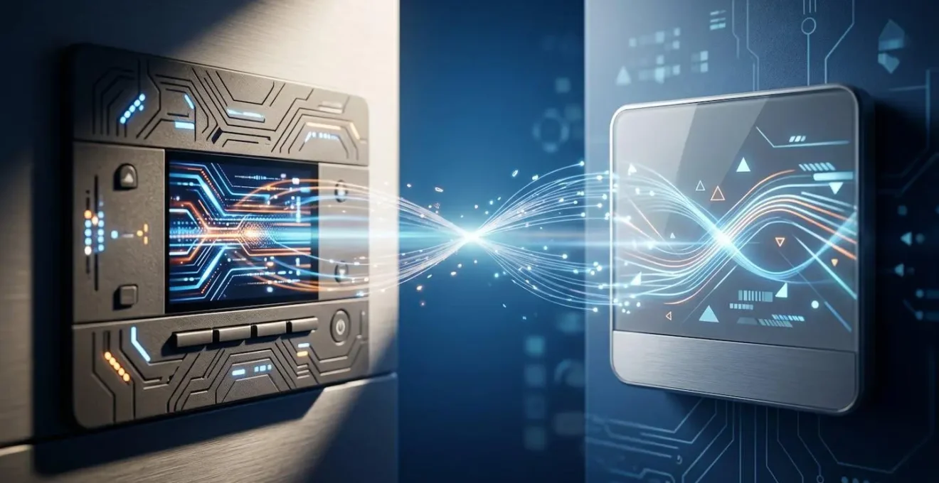 Système de communication bidirectionnelle entre chaudière et thermostat OpenTherm visualisé par des ondes lumineuses