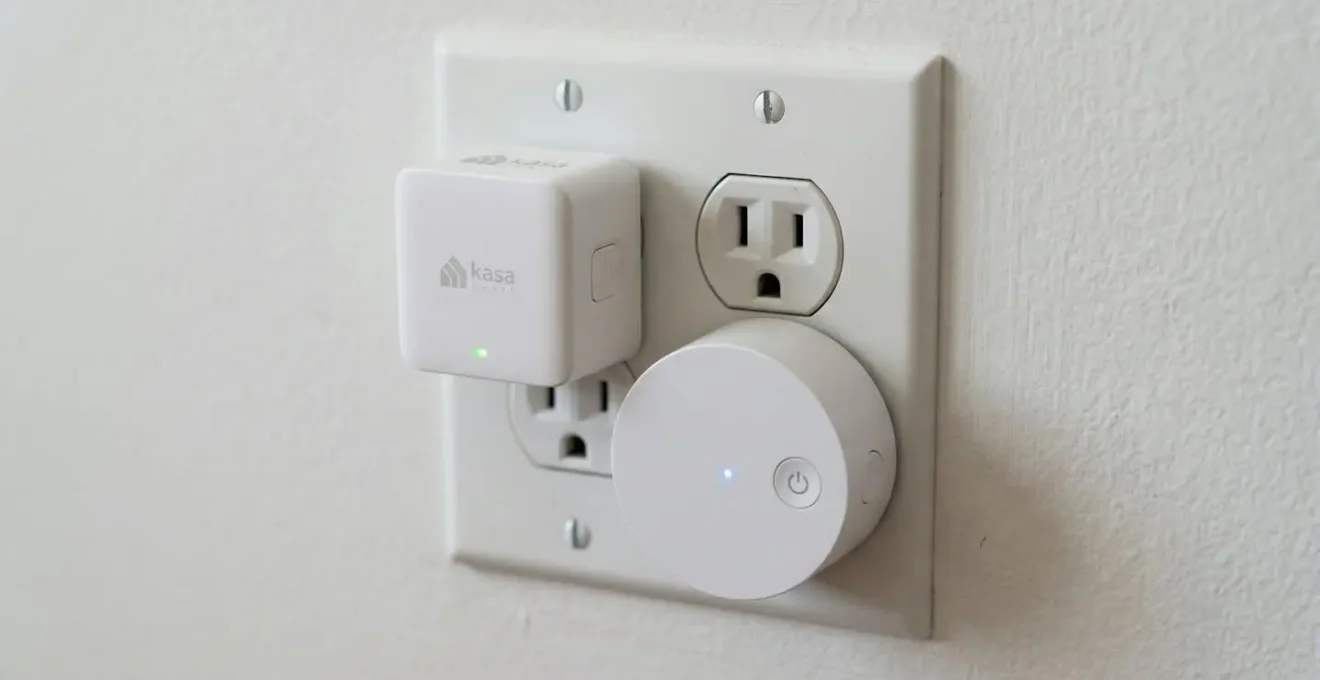 Vue rapprochée de deux types de prises connectées avec indicateurs lumineux subtils
