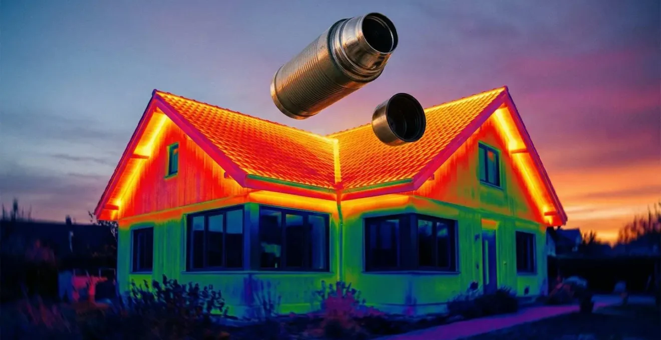Image thermographique montrant les déperditions de chaleur prioritaires d'une maison