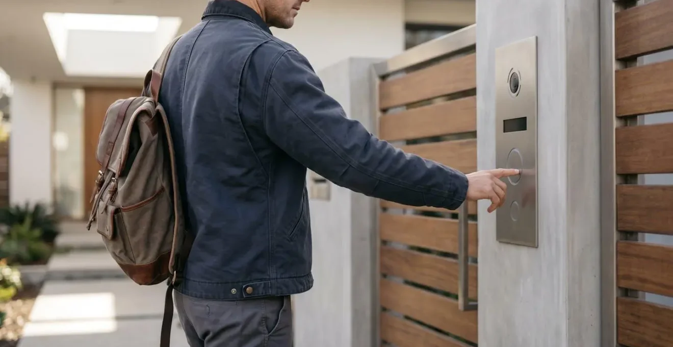 Système de visiophone moderne avec caméra grand angle et interphone pour communication avec visiteur